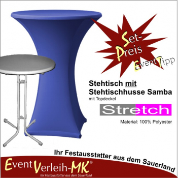 Stehtisch & Stretch-Stehtischhusse - blau - INKL. REINIGUNG